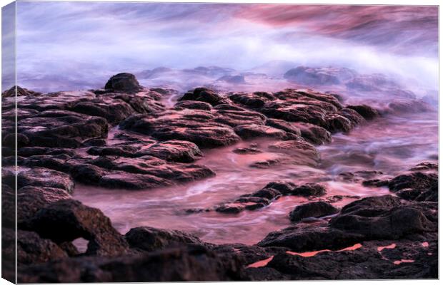 Volcanic rock and sea, Tenerife Canvas Print by Phil Crean