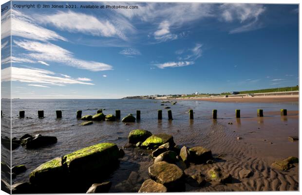 The beach at Whitley Bay in June Canvas Print by Jim Jones