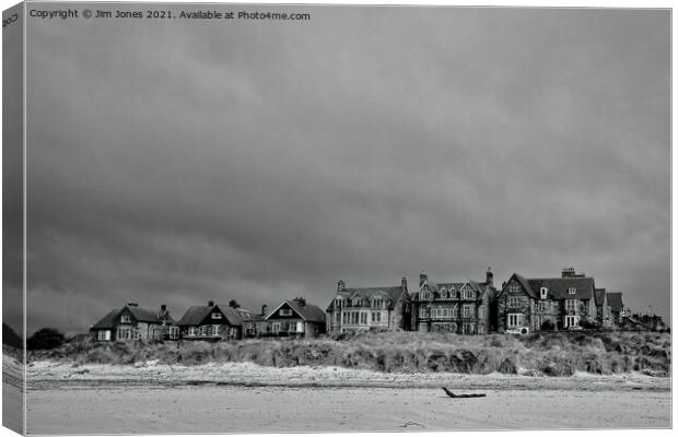 Brooding sky above Alnmouth Monochrome Canvas Print by Jim Jones