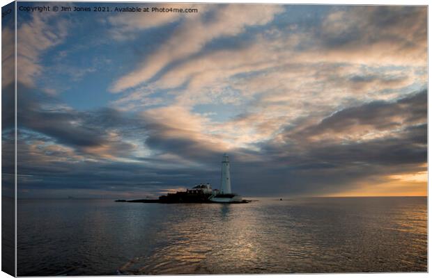 St Mary's Island at high tide Canvas Print by Jim Jones