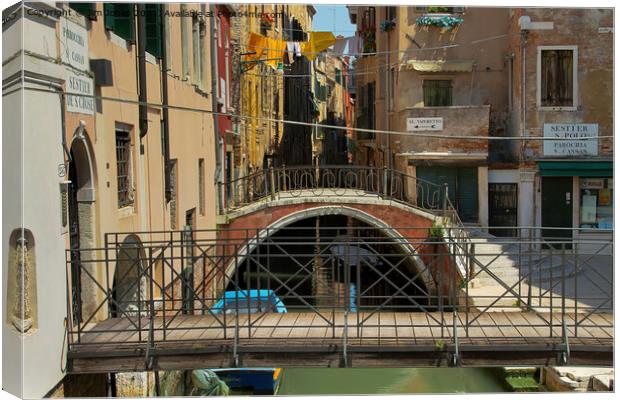 Small Canal in Venice Canvas Print by Jim Jones