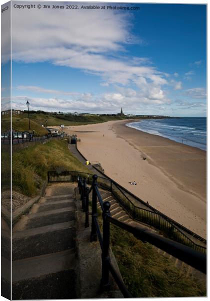 The steps down to Tynemouth Long Sands Canvas Print by Jim Jones