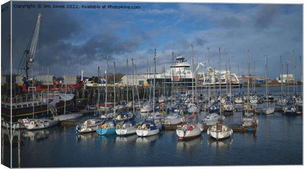 The Marina at Blyth South Harbour, Northumberland (2) Canvas Print by Jim Jones