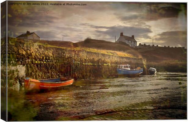 Artistic Seaton Sluice harbour in Northumberland Canvas Print by Jim Jones