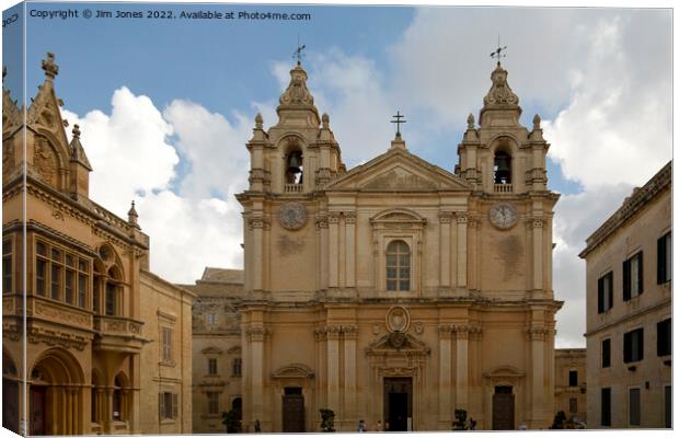St Paul's Cathedral, Mdina Canvas Print by Jim Jones