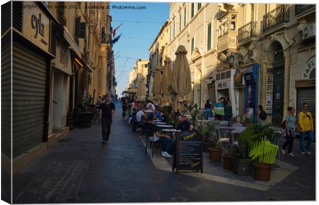 Sunday evening dining in Valletta Canvas Print by Jim Jones