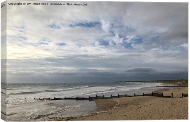 Deserted Northumbrian beach in August Canvas Print by Jim Jones