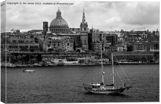 Valletta, Malta in Monochrome Canvas Print by Jim Jones