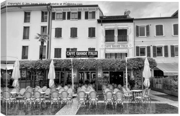 Caffe Grande Italia, Sirmione - Monochrome Canvas Print by Jim Jones