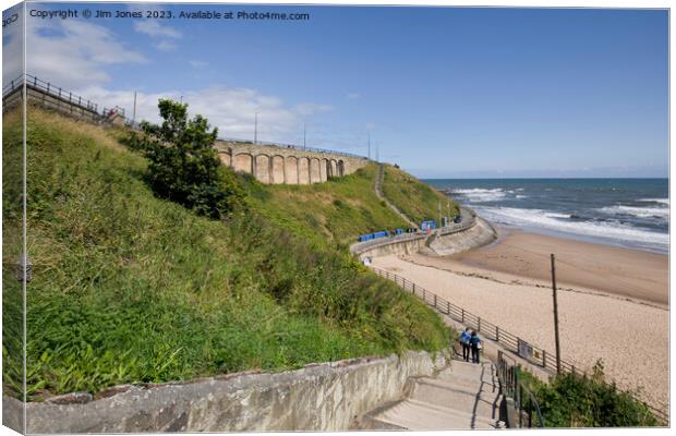 The Steps down to King Edward's Bay, Tynemouth Canvas Print by Jim Jones