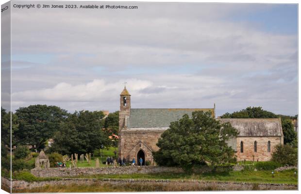 St Mary's Church on The Holy Island of Lindisfarne Canvas Print by Jim Jones