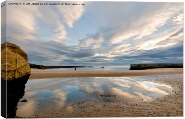 Calm Reflections at Cullercoats Bay Canvas Print by Jim Jones