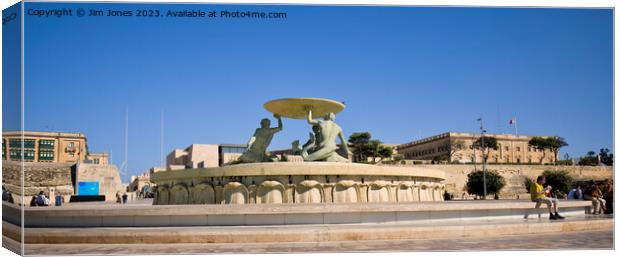 Triton Fountain, Valletta Canvas Print by Jim Jones