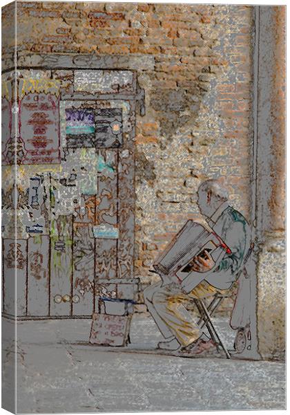 Old man and his accordion Canvas Print by Jim Jones