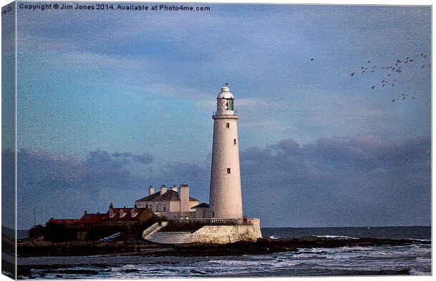 Textured St Mary's Island and Lighthouse Canvas Print by Jim Jones