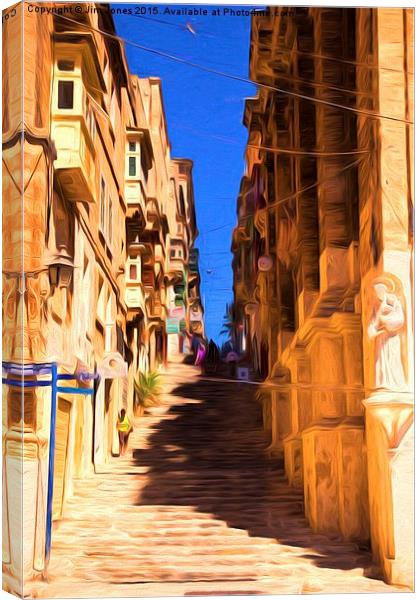  Valletta stairs Canvas Print by Jim Jones