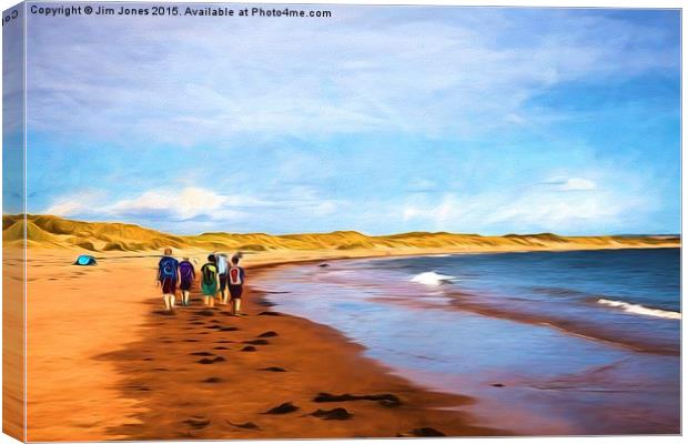  A walk along the beach Canvas Print by Jim Jones