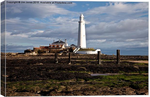  St Mary's Island and Lighthouse Canvas Print by Jim Jones