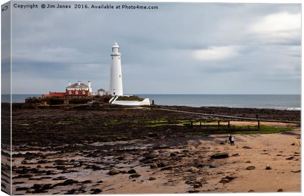 St Mary's Island and Lighthouse Canvas Print by Jim Jones