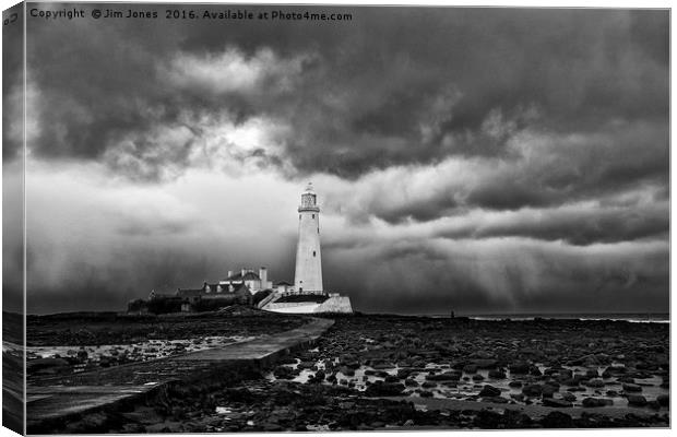 Storm clouds over St Mary's Island Canvas Print by Jim Jones