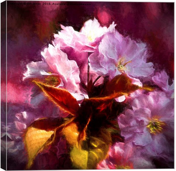 Artistic Copper leaves and Cherry blossom Canvas Print by Jim Jones