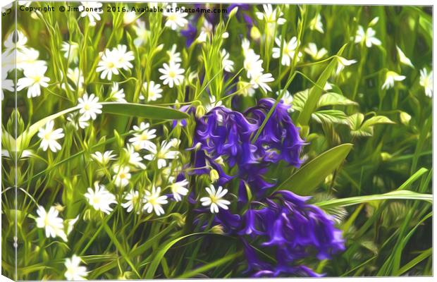 Artistic Greater Stitchwort and Bluebells Canvas Print by Jim Jones