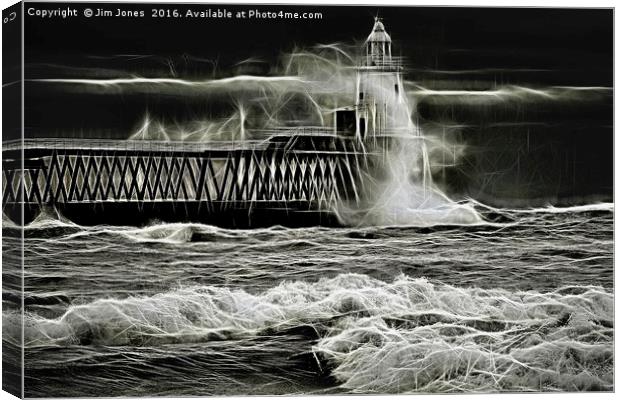 Fractal Lighthouse and pier Canvas Print by Jim Jones