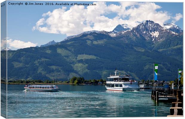 Boats on Lake Zell Canvas Print by Jim Jones