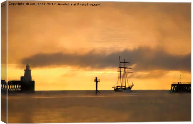 Sailing away into a soft focus morning Canvas Print by Jim Jones