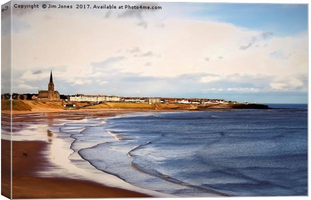 Tynemouth Long Sands with Liquid Colour filter Canvas Print by Jim Jones