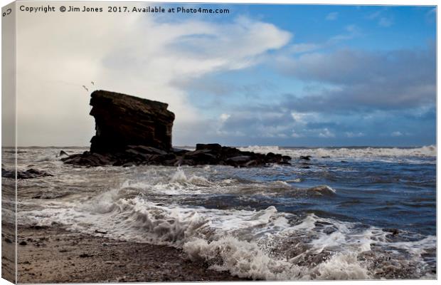 Stormy Collywell Bay (2) Canvas Print by Jim Jones