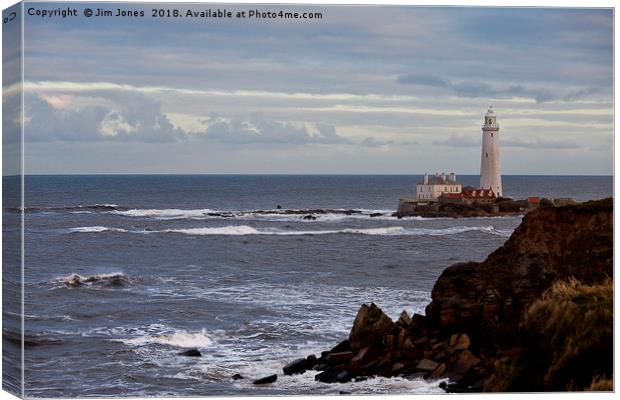 St Mary's island viewed from Old Harley Canvas Print by Jim Jones