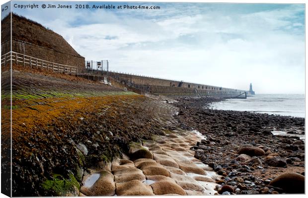 Low tide at Tynemouth Canvas Print by Jim Jones