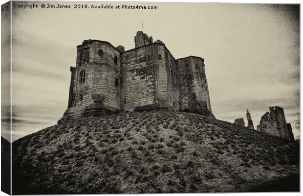 Warkworth Castle in Sepia Canvas Print by Jim Jones