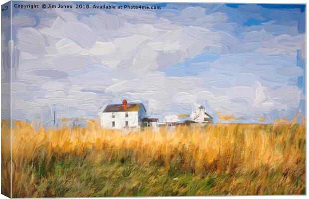 Artistic Northumbrian whitewashed buildings Canvas Print by Jim Jones