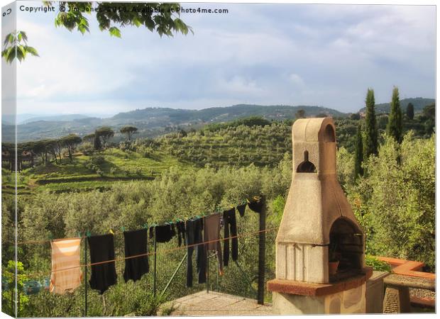 Tuscan Washing Day Canvas Print by Jim Jones