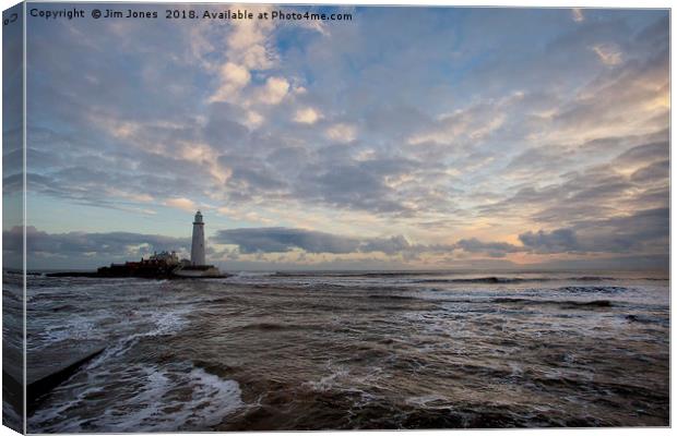 Shades of blue at St Mary's Island Canvas Print by Jim Jones