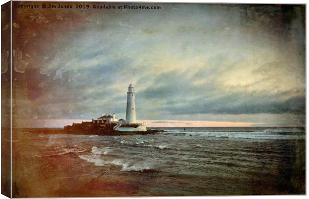 Artistic St Mary's Island and Lighthouse Canvas Print by Jim Jones