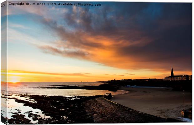 Daybreak over Cullercoats Bay Canvas Print by Jim Jones