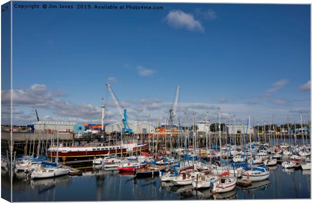 The Marina at South Harbour in Blyth Canvas Print by Jim Jones