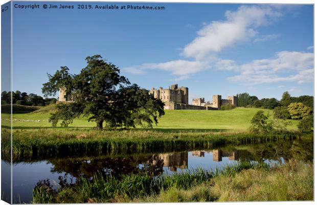 Alnwick Castle reflected in the River Aln Canvas Print by Jim Jones