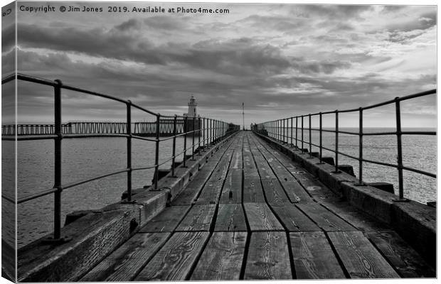 At the end of the Old Wooden Pier Canvas Print by Jim Jones