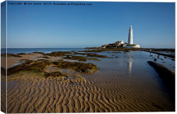 Ripples in the sand at St Mary's Island Canvas Print by Jim Jones