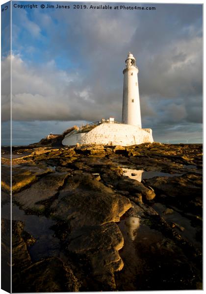 Sunrise at St Mary's Island (portrait version) Canvas Print by Jim Jones