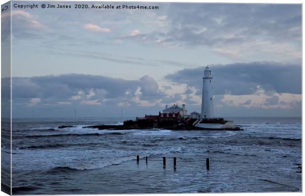 High Tide at St Mary's Island. Canvas Print by Jim Jones