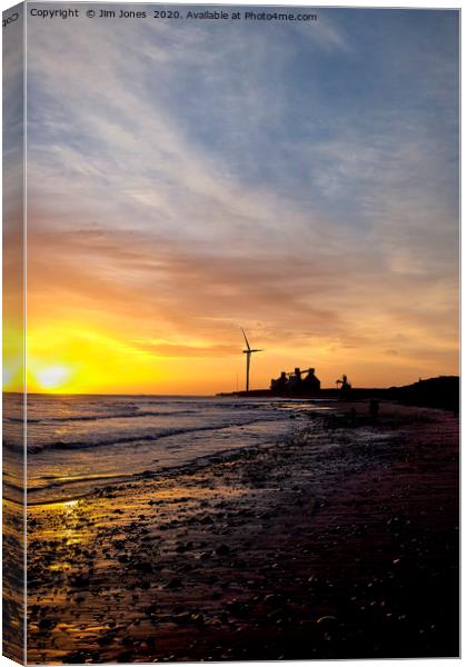 December sunrise on a Northumbrian beach Canvas Print by Jim Jones