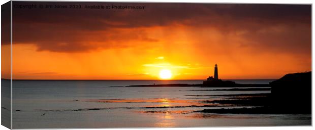 St Mary's Island sunrise panorama Canvas Print by Jim Jones