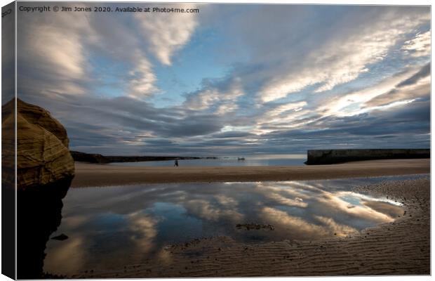 Reflections in Cullercoats Bay Canvas Print by Jim Jones