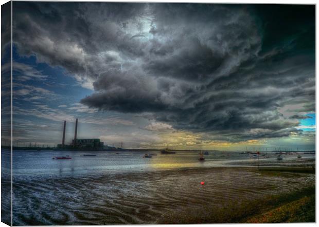 Storm over The Thames Canvas Print by Kim Slater