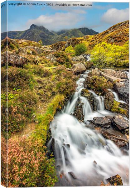 Cwm Idwal Rapids Snowdonia Wales Canvas Print by Adrian Evans